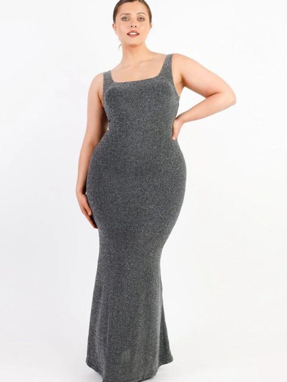 Shapellx Black Sparkly Gleaming Sleeveless Shaping Mermaid Dress - Size L - NWT